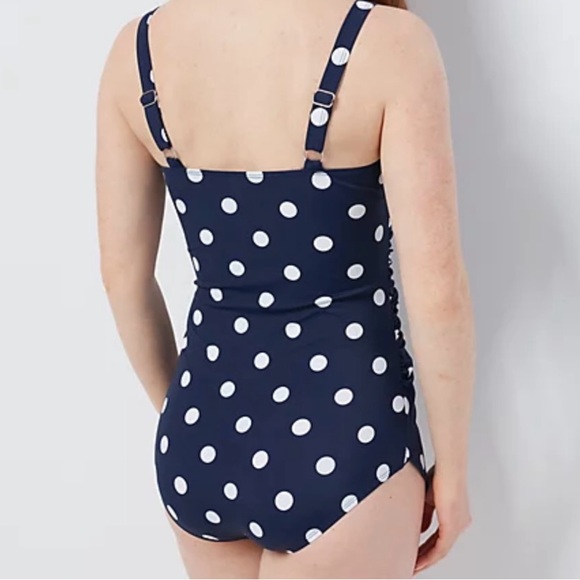 Denim & Co. Beach Sweetheart Front Skirt Swim Dress Olive Tie Dye Regular 14 - Picture 7 of 7